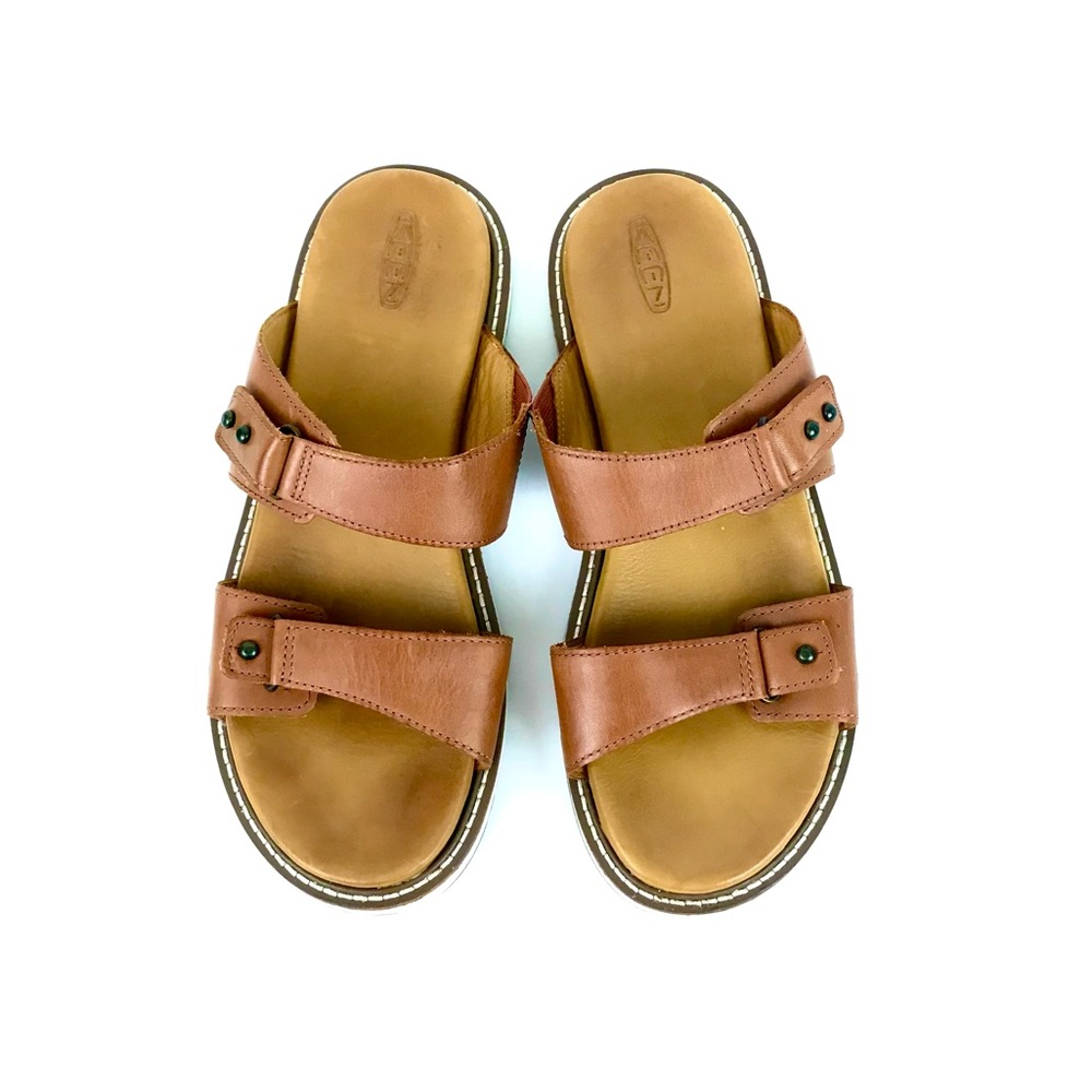 Keen Women’s Lana Double Strap Tan Leather Slide Sandals Size 9